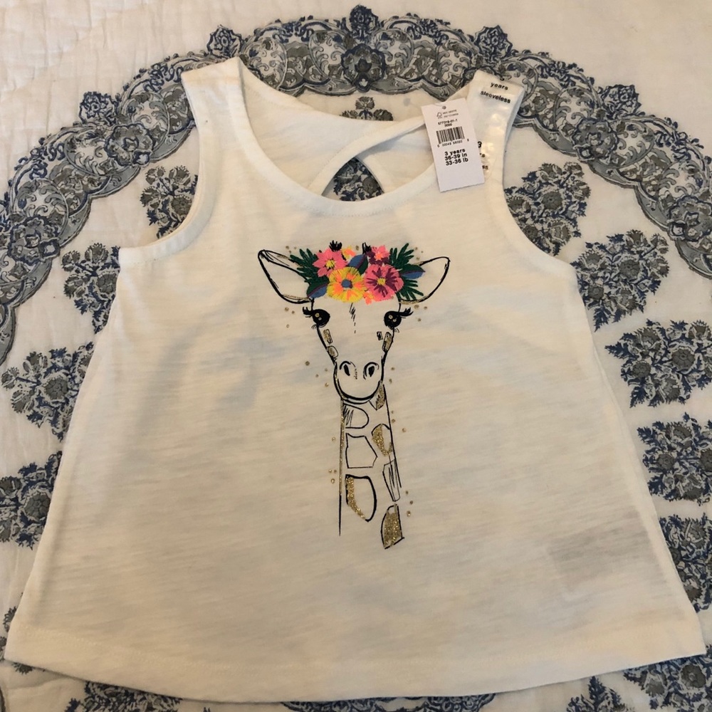 Baby Gap Giraffe Twist Tank Floral Toddler 3T OR 4T NWT!!